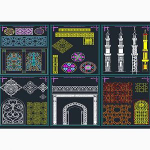 دانلود مجموعه آبجکت اتوکد تزئینات معماری اسلامی ایرانی